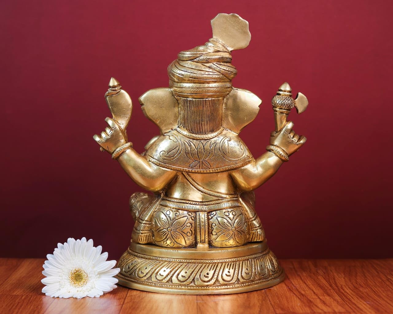 Mridaya Brass Ganesha Statue | 29 Cm Big Size Brass Ganesh Statue | Housewarming Gift | Hindu Wedding Gift | Elephant God Statue